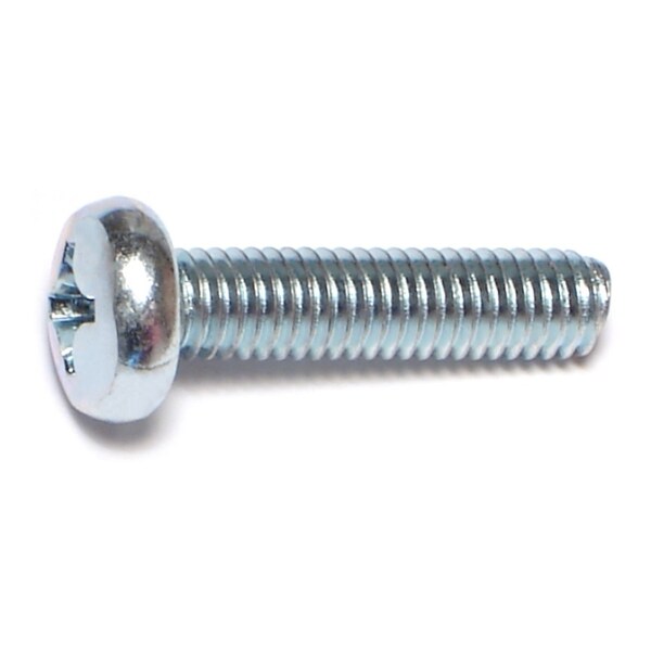 Midwest Fastener M6-1.00 x 25 mm Phillips Pan Machine Screw, Zinc Plated Steel, 10 PK 63138 - main